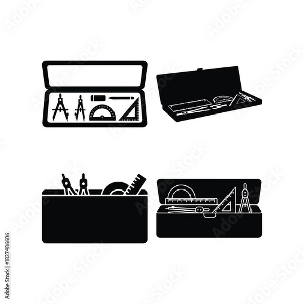Fototapeta Utility Tool Container Silhouette Vector Set