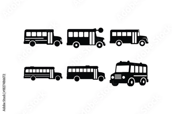 Fototapeta Vehicle Transport Outline Silhouette Vector Set