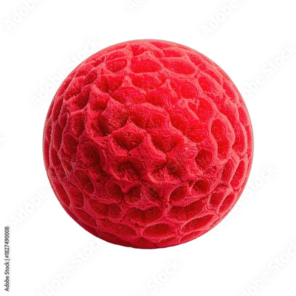 Fototapeta Macro shot of a vibrant red raspberry drupelet texture against a black background.