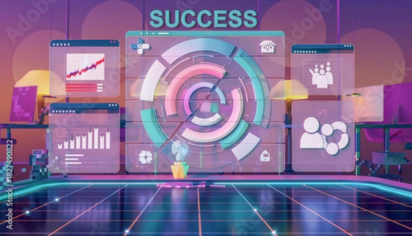 Obraz Design art concept abstract contemporary modern background business graphic idea. Work concept art design retro office poster icon hand team success digital ad artwork visual technology research job.
