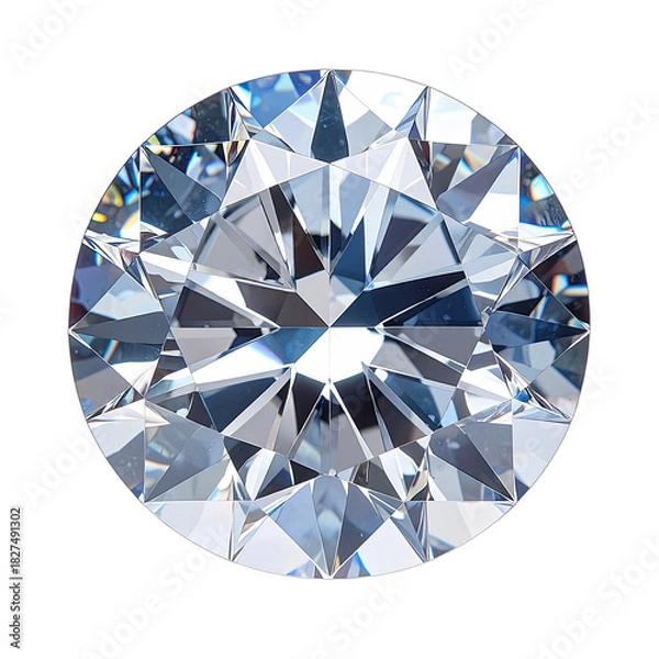 Fototapeta Brilliant Cut Diamond Seen From Above on Black Background