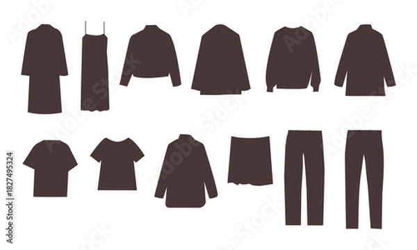 Fototapeta Fashion clothes Icon or Silhouette Clothes Isolated on white background. Modern Flat Simple Style for fashion cards , web social media design .