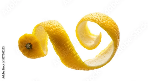 Obraz Fresh vibrant yellow lemon peel, curled, perfect for garnish