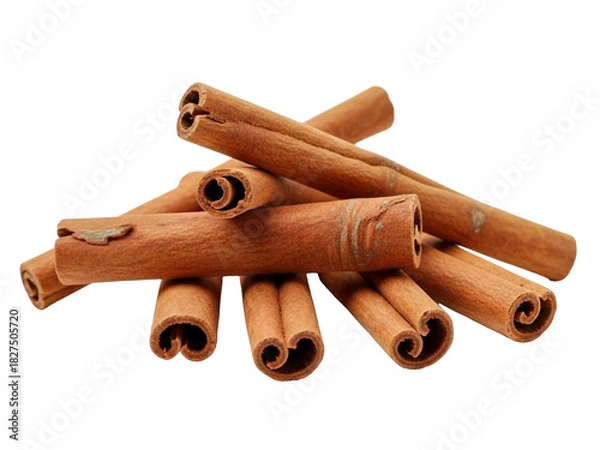 Fototapeta Aromatic cinnamon sticks isolated transparent background