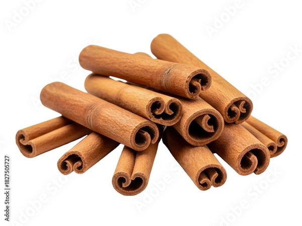 Fototapeta Aromatic cinnamon sticks isolated transparent background
