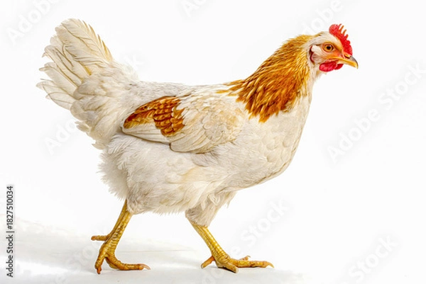 Fototapeta Chicken in Motion: An exquisite chicken in its prime, showcasing a rich array of colors and textures, captured in mid-stride.