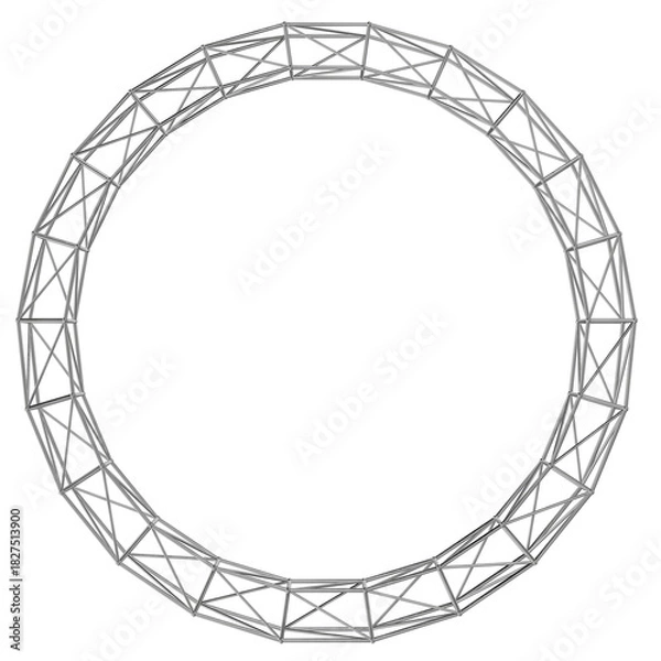 Fototapeta abstract circular metal truss structure. 3d render of a high-tech architectural frame for modern engineering concepts.