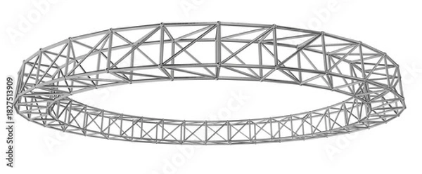 Fototapeta abstract 3d circular truss structure in perspective. architectural framework for modern engineering concepts and volumetric design.