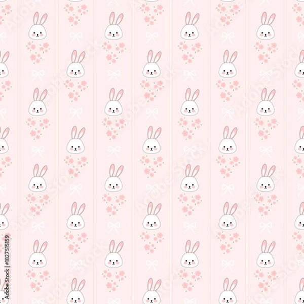 Obraz seamless pattern with rabbit and flowers 