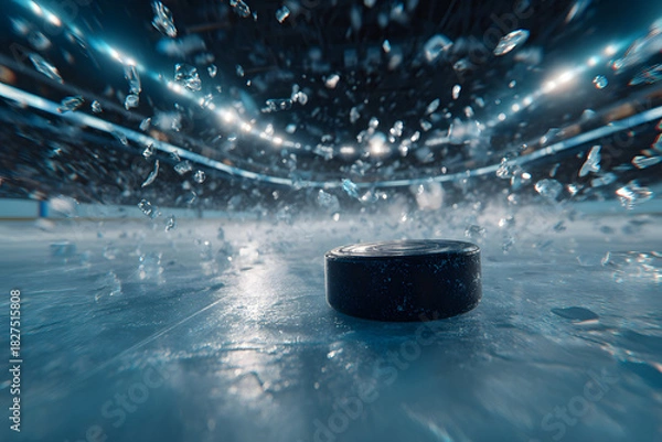 Obraz A hockey puck flying across the ice