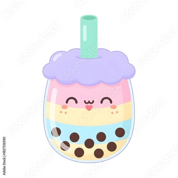 Fototapeta Kawaii Drink Cup with Cream Topping
