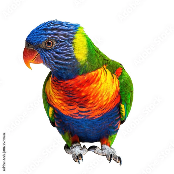 Fototapeta Vibrant Rainbow Lorikeet Parrot with Intricate Feather Detail Isolated on Transparent Background Offering a Splash of Color and Tropical Appeal