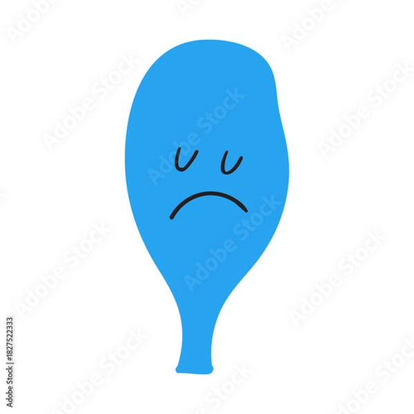 Fototapeta Minimal vector of deflated blue balloon with sad face for social media campaigns and mental health awareness posts.