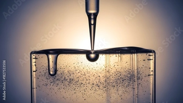 Fototapeta Closeup shot of a liquid being dispensed into a container.