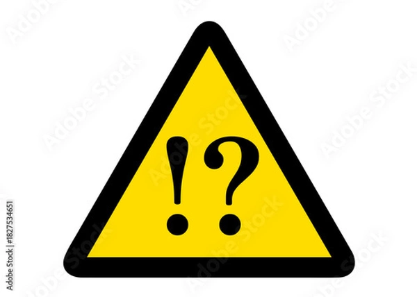 Obraz 注意標識  びっくりマークとクエスチョンマークが書かれた黄色い三角のマーク アイコン