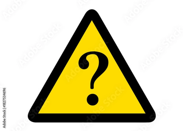 Obraz 注意標識 クエスチョンマークが書かれた黄色い三角のマーク アイコン