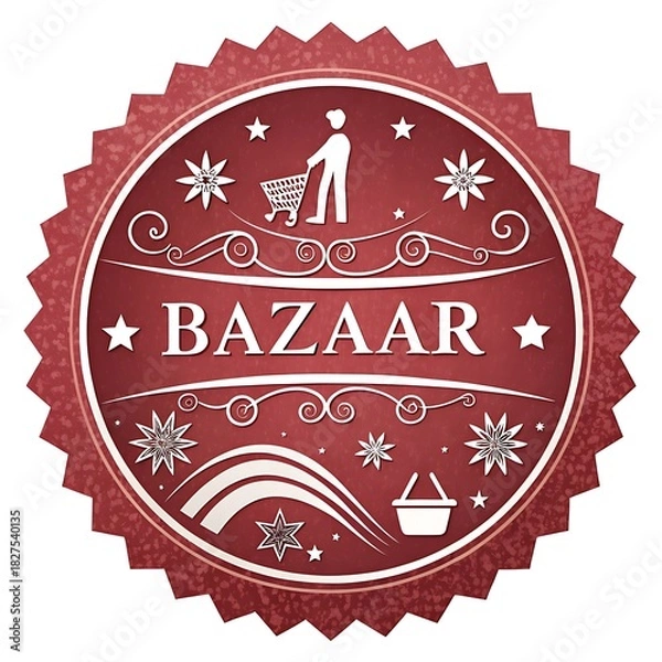 Obraz Bazaar logo seal stars vector icon illustration premium quality white