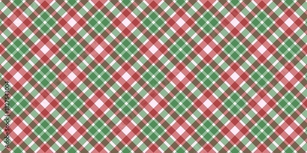 Obraz Red and green gingham plaid pattern background. Seamless festive checkered design, perfect for holiday crafts, christmas, wrapping, and cheerful seasonal digital projects.