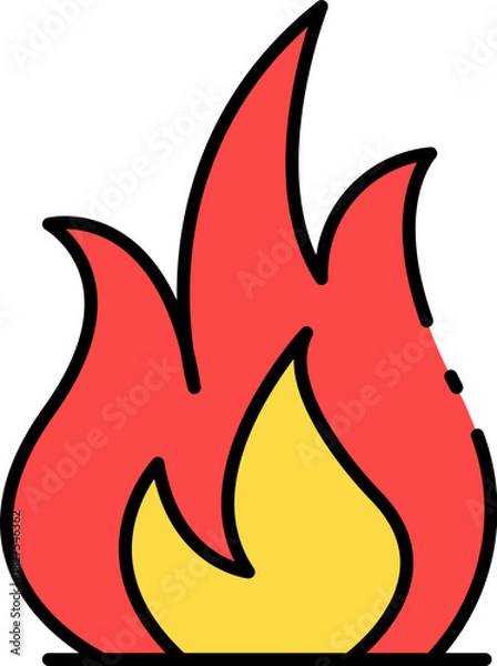 Obraz Fiery Design A Flame Icon with Bold Outlines for Dynamic Visual Communication