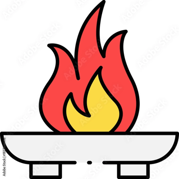Obraz Vibrant Flat Design Fire Flame Icon Representing Warmth, Energy, and Light in a Simple Modern Graphic Vector Illustration