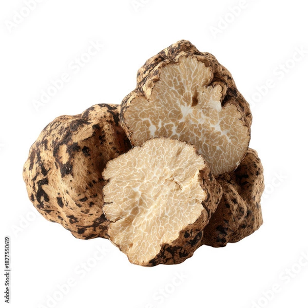 Fototapeta Exquisite Truffle: A close-up shot presents an enticing display of meticulously sliced truffles. These delicacies, renowned for their unparalleled aroma and culinary value.