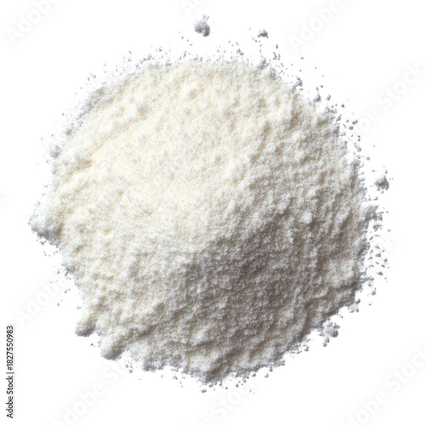 Fototapeta Powdered Product: A close-up shot of a small pile of fine, white powder, offering a clean, minimalist aesthetic.