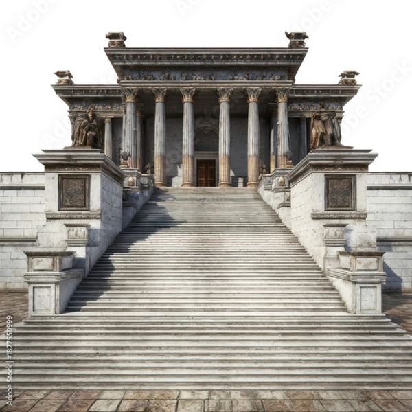 Fototapeta Ancient Monument: A majestic classical building stands proudly against a backdrop, featuring grand architecture and a sense of timeless elegance.