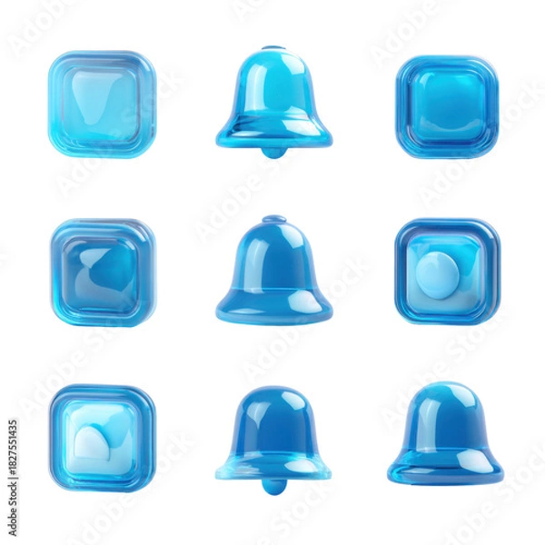 Fototapeta Notification Icons: A modern, eye-catching collection of stylish, clean, and glossy icons representing essential notifications, perfect for digital interfaces.