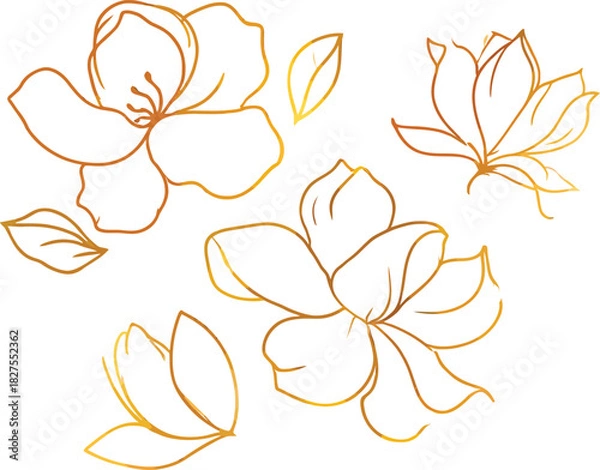 Fototapeta Seamless vector floral pattern with a set of flower and leaf design elements