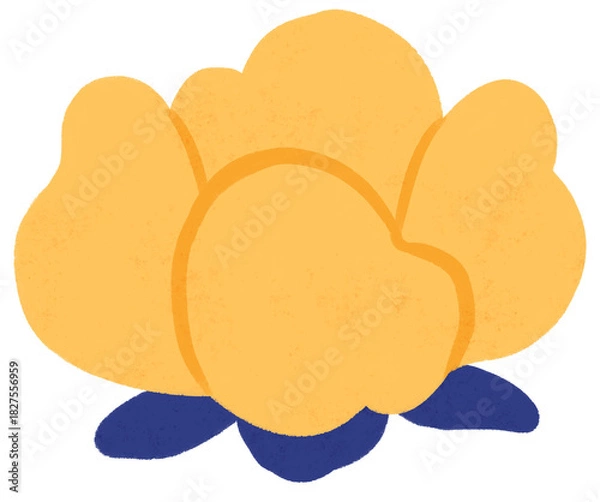 Fototapeta Isolated yellow blue flower illustration with transparent background. Cute floral doodle for flower arrangement, journaling, planner, greeting card, invitation, and decorative projects