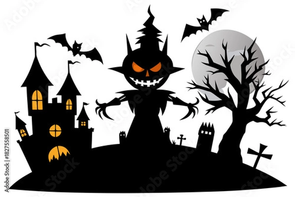 Obraz helloween sihouette black vector white background