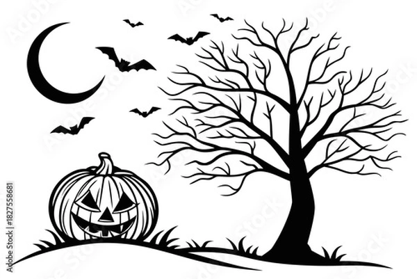 Obraz helloween sihouette black vector white background
