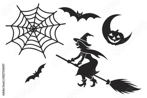 Obraz helloween sihouette black vector white background