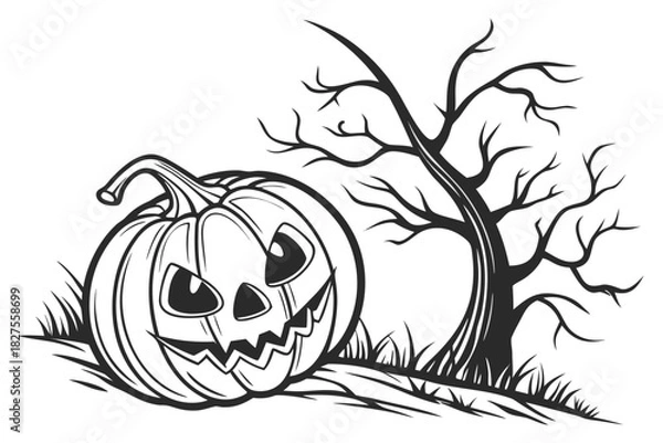 Obraz helloween sihouette black vector white background
