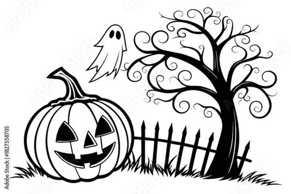 Obraz helloween sihouette black vector white background