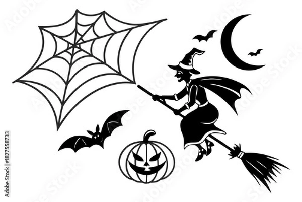 Obraz helloween sihouette black vector white background
