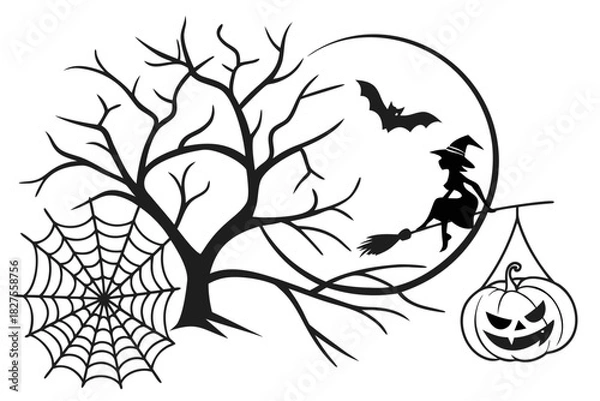 Obraz helloween sihouette black vector white background