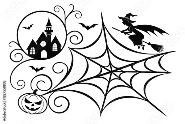Obraz helloween sihouette black vector white background