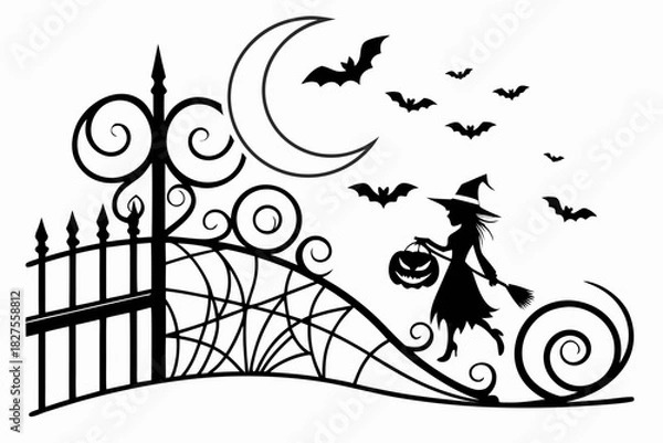 Obraz helloween sihouette black vector white background