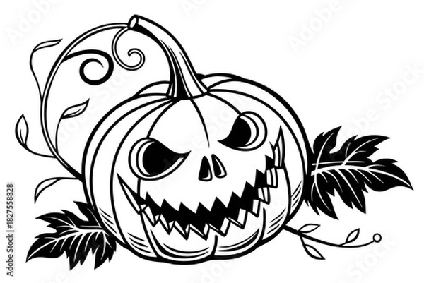 Obraz helloween sihouette black vector white background
