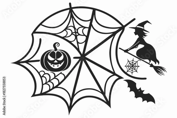 Obraz helloween sihouette black vector white background