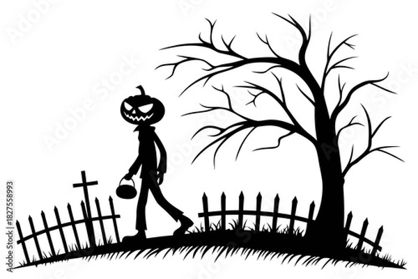 Obraz helloween sihouette black vector white background
