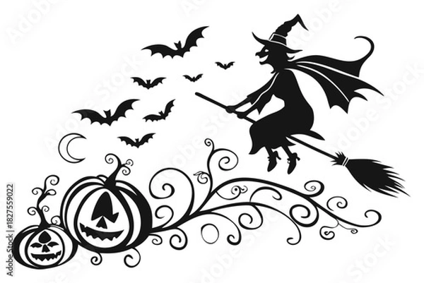 Obraz helloween sihouette black vector white background