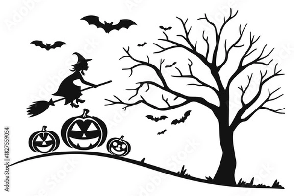 Obraz helloween sihouette black vector white background