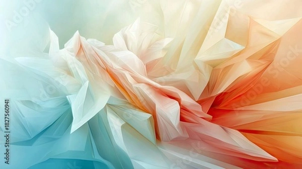 Fototapeta An abstract image featuring folded fabric in a gradient of colors, creating a soft and textured effect.