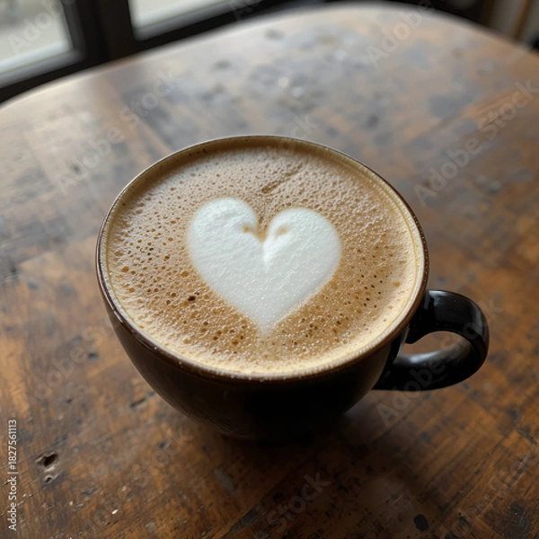 Obraz cup of coffee on wooden table