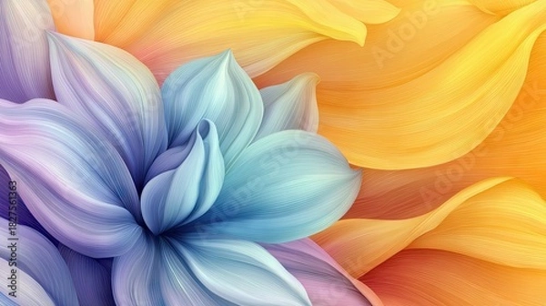 Fototapeta Close-up of an abstract floral design featuring layers of colorful petals with a gradient effect, creating a vibrant and artistic composition.