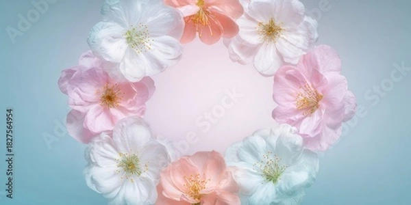 Obraz Delicate blooms in a circular design on soft backdrop