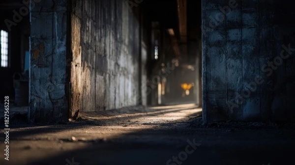 Obraz Light shining through abandoned warehouse spaces