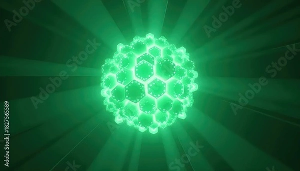 Fototapeta Explosive Neon Energy Rising in Concentrated Geometric Formation